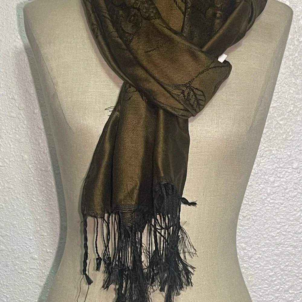 I love Jerusalem cashmere Brown Fringe Scarf